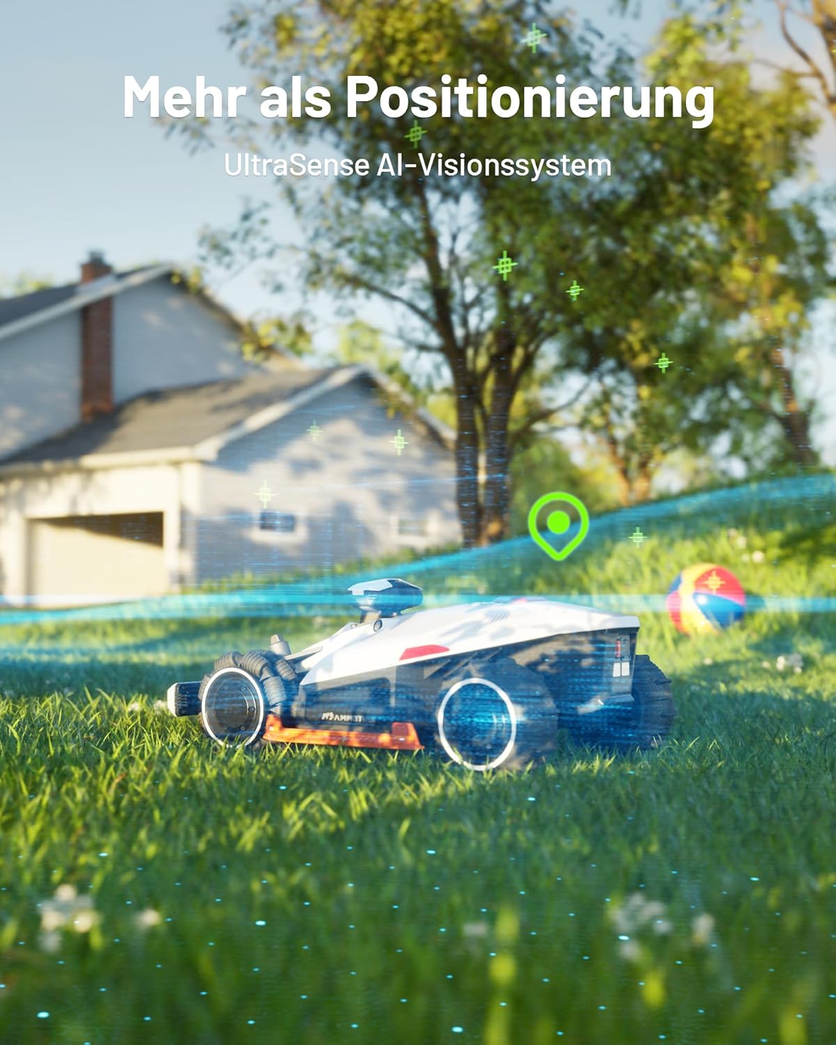 MAMMOTION LUBA 2 AWD 5000X Mähroboter ohne Begrenzungskabel, NetRTK+Vision, Keine RTK-Antenne erforderlich, Auto-Kartierung, Empf. 5000m², Max. 6600m², mit 4G-Modul, 80% Steigung