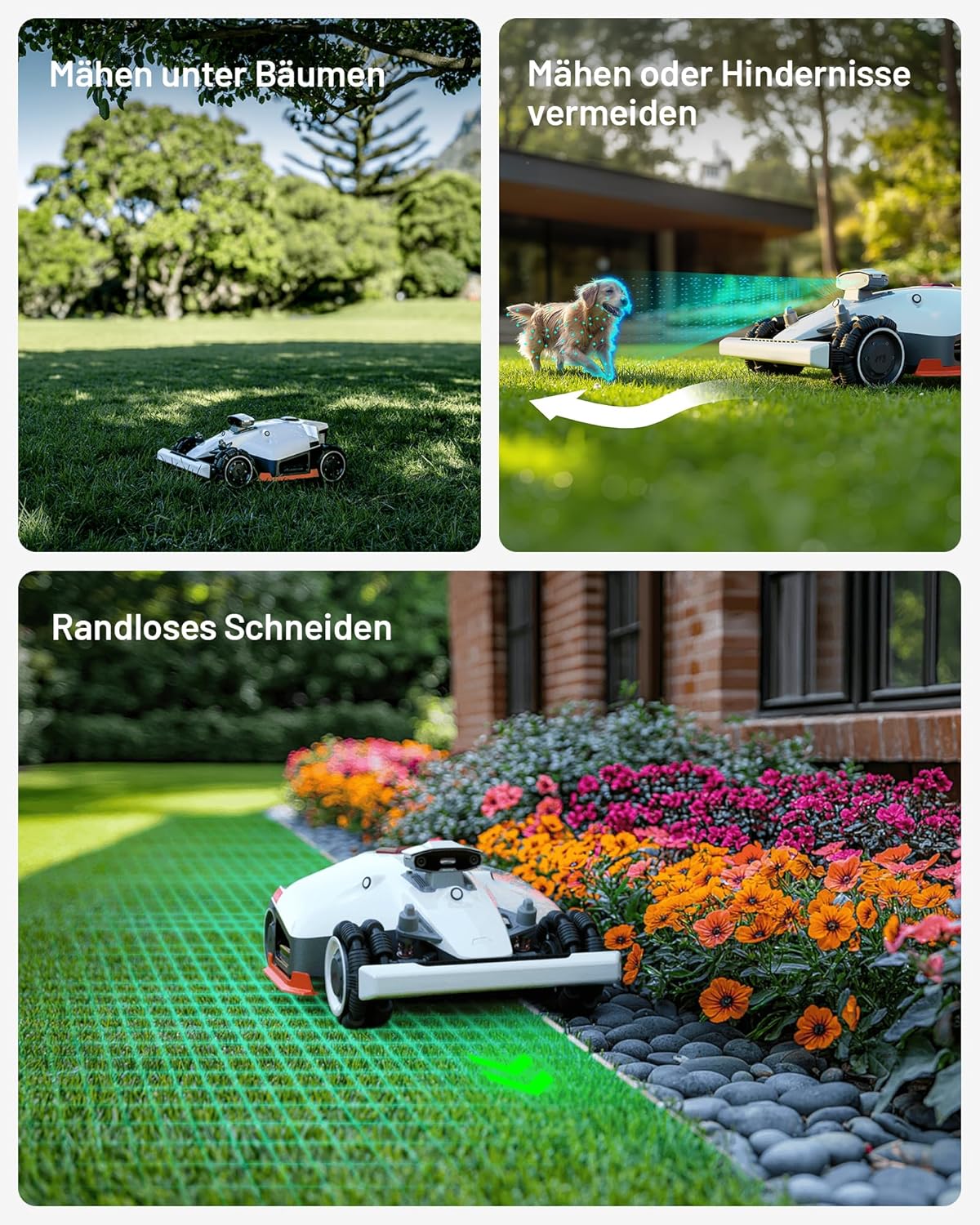 MAMMOTION LUBA 2 AWD 3000X Mähroboter ohne Begrenzungskabel, NetRTK+Vision, Keine RTK-Antenne erforderlich, Auto-Kartierung, Empf. 3000m², Max. 3600m², mit 4G-Modul, 80% Steigung