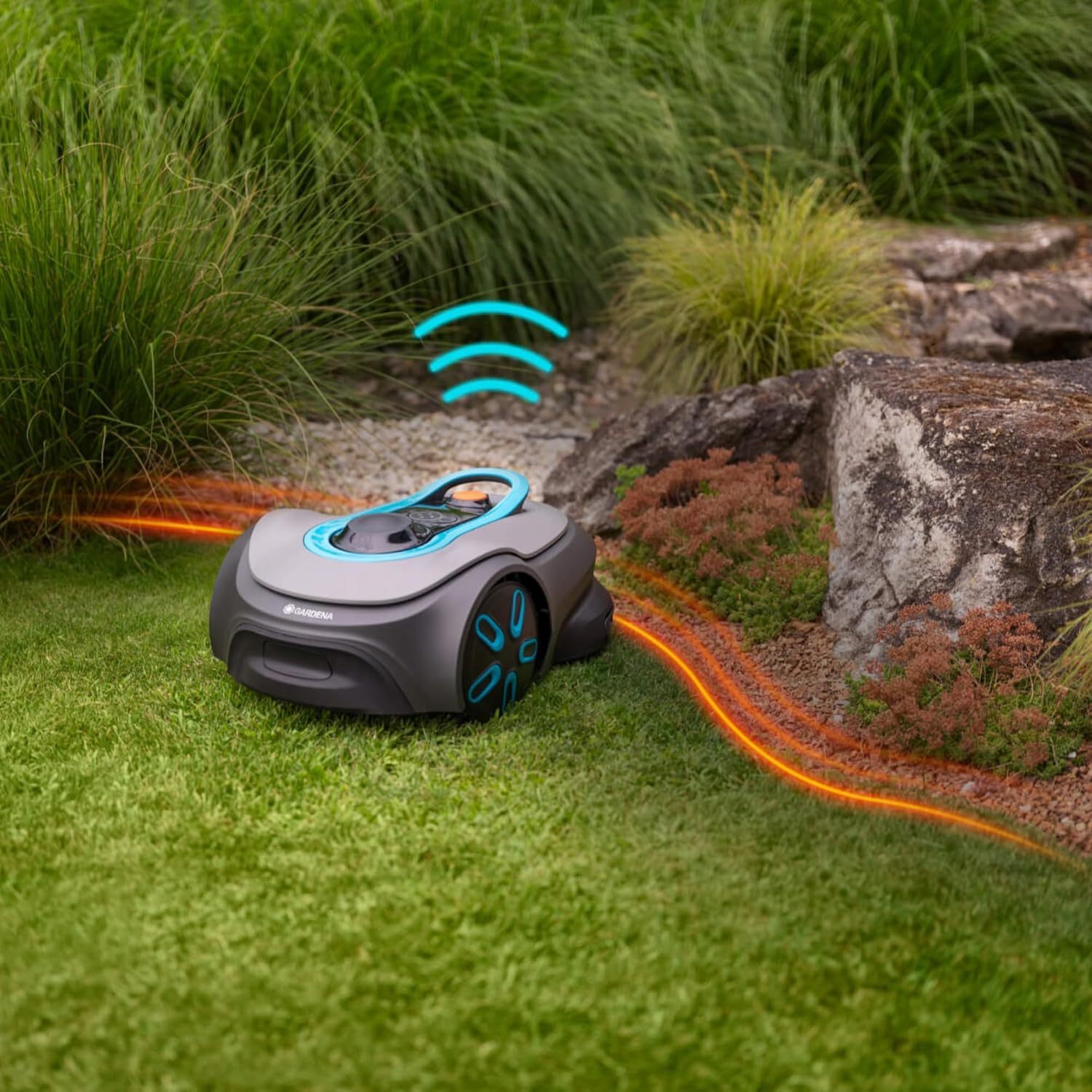 Gardena smart SILENO Free Set 1100 m² Mähroboter, kabellos, für Rasenflächen bis 1.100 m², LONA Intelligence, ohne Begrenzungskabel, leiser Betrieb, intelligenter Mäher mit App Steuerung (19926-47)