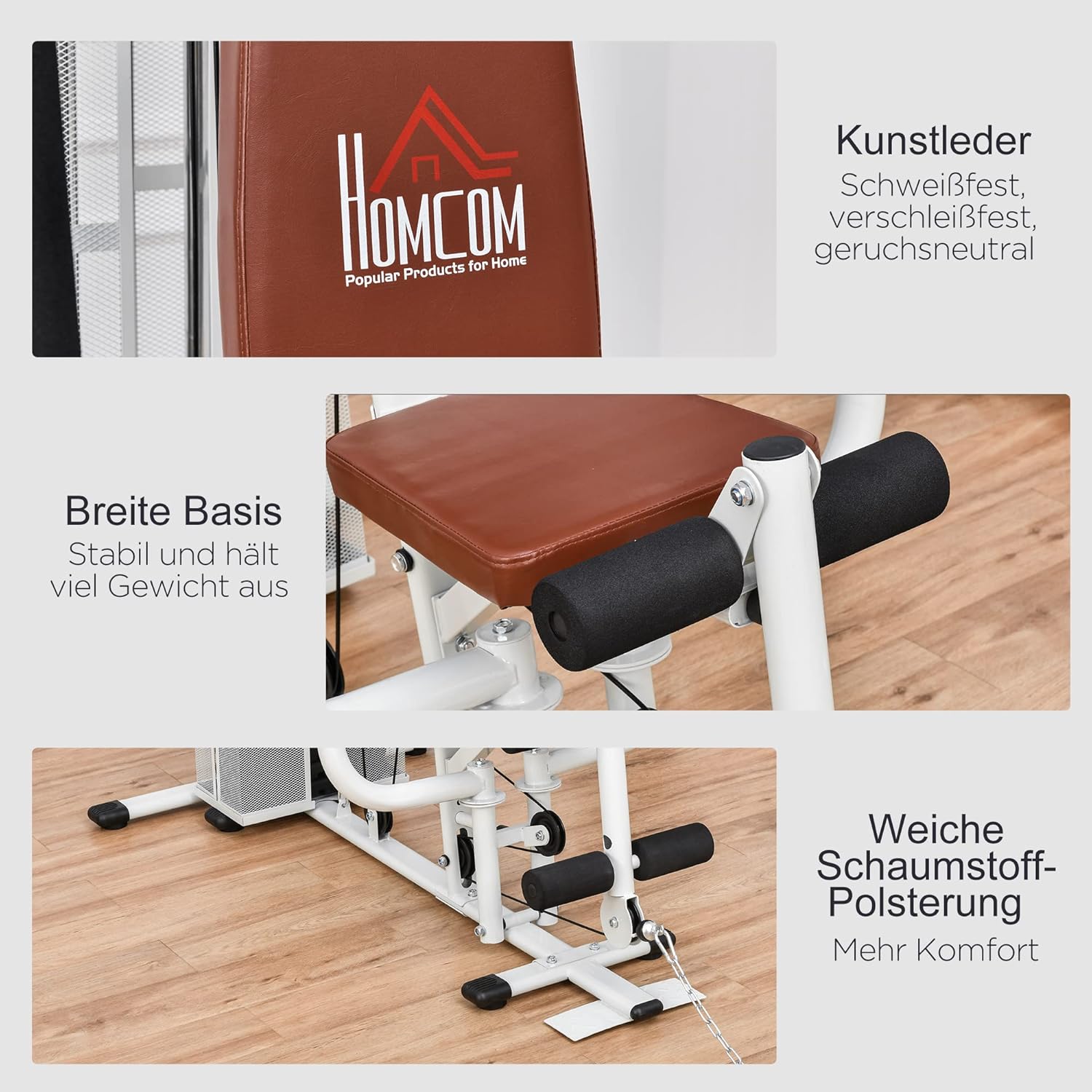 HOMCOM Multistation: Kraftstation mit Latzug, Butterfly & 45 kg Gewichten