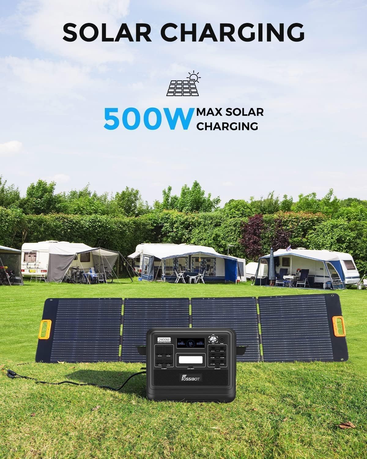 FOSSiBOT Tragbare Powerstation 2048Wh LiFePO4 Mobiler Solargenerator mit 230V/2400W (Spitze 4800W), USB und QC, Mobile Stromspeicher für Outdoors, Power Station für Camping, Reisen