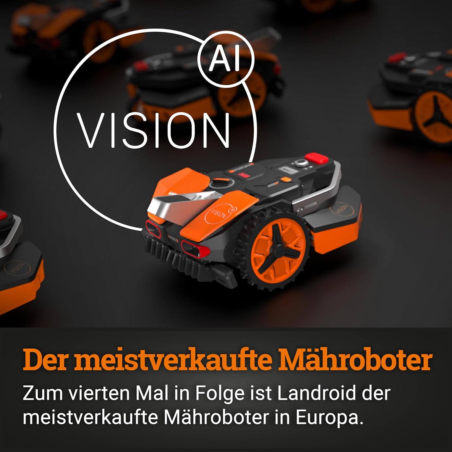 WORX Landroid Vision M800 Mähroboter WR208E.1 für Gärten bis 800m², AI Rasenmäher Roboter ohne Begrenzungskabel (WLAN & Bluetooth, aktive Hindernisvermeidung mit KI-Technologie, Igelschutz)