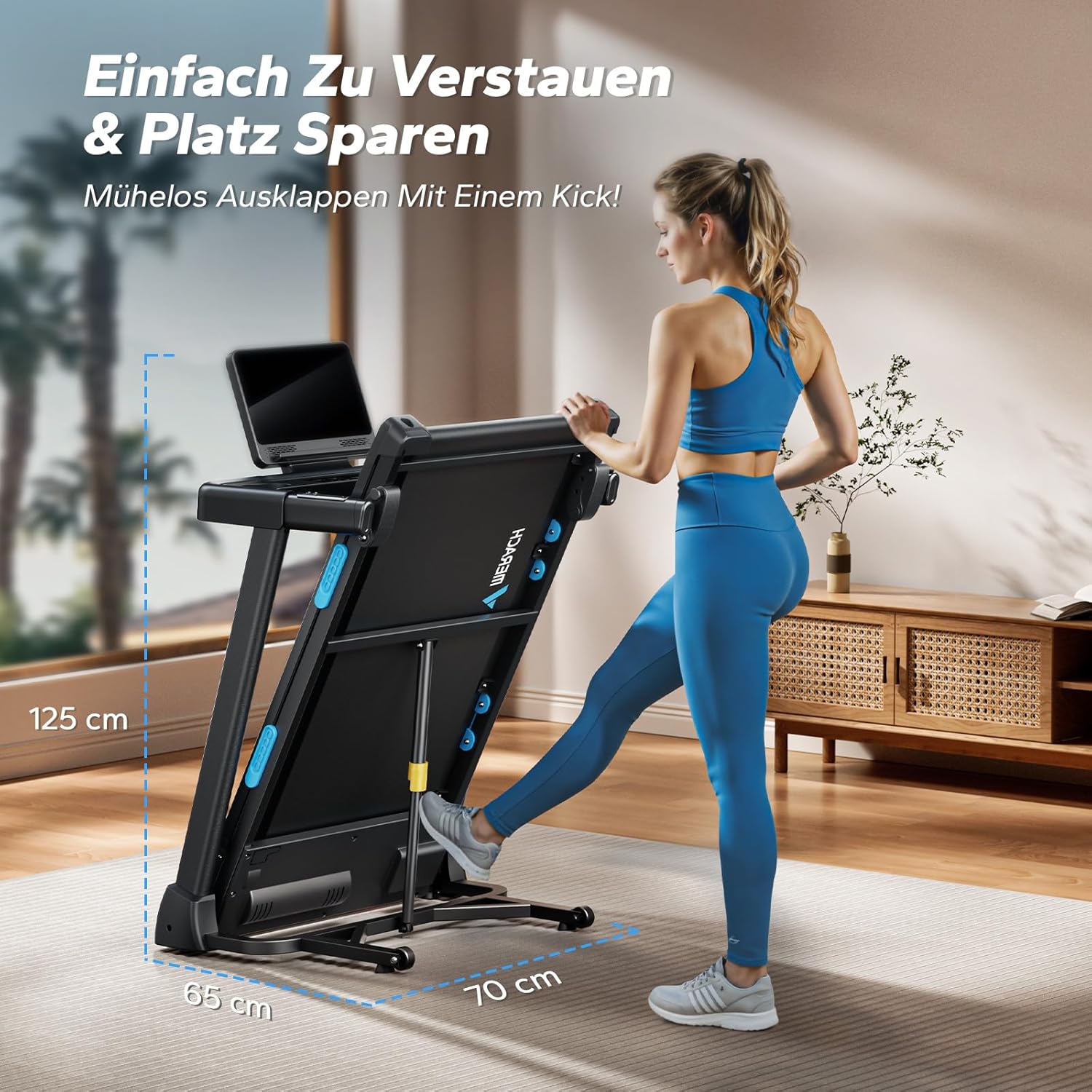 MERACH Klappbares Laufband: 2,5 PS, Steigung, 0,8–12 km/h für Zuhause