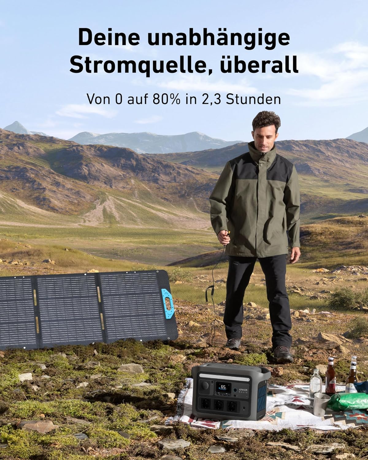 Anker SOLIX C800 Plus Tragbare Powerstation, 1200W (1600W Spitzenleistung) Solargenerator für Campingbeleuchtung, 768Wh LiFePO4 Akkus für Camping, Wohnmobil, Reisen, Stromausfall (Solarpanel optional)