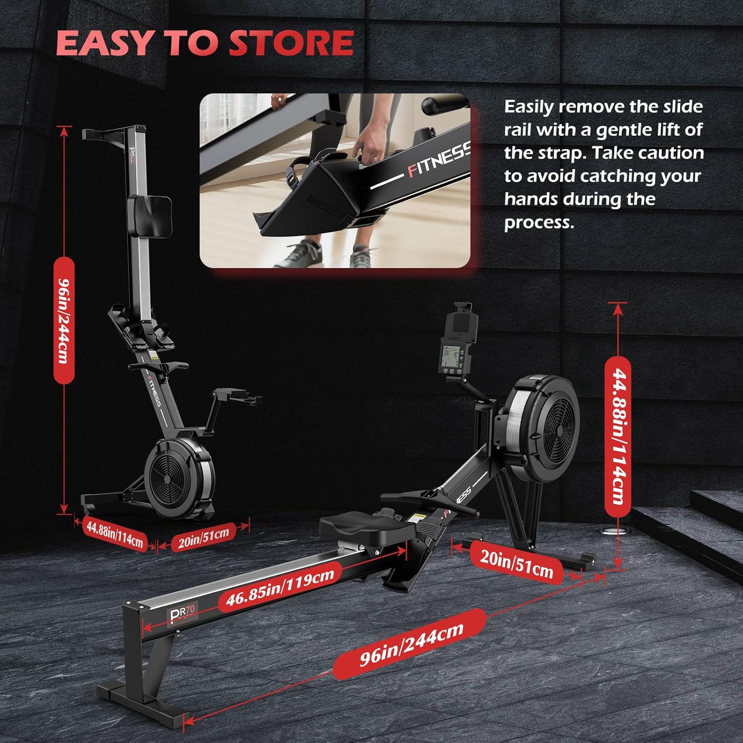 PASYOU Luftwiderstand Rudergerät für Zuhause: 10 Stufen, Komfortsitz, Kinomap APP