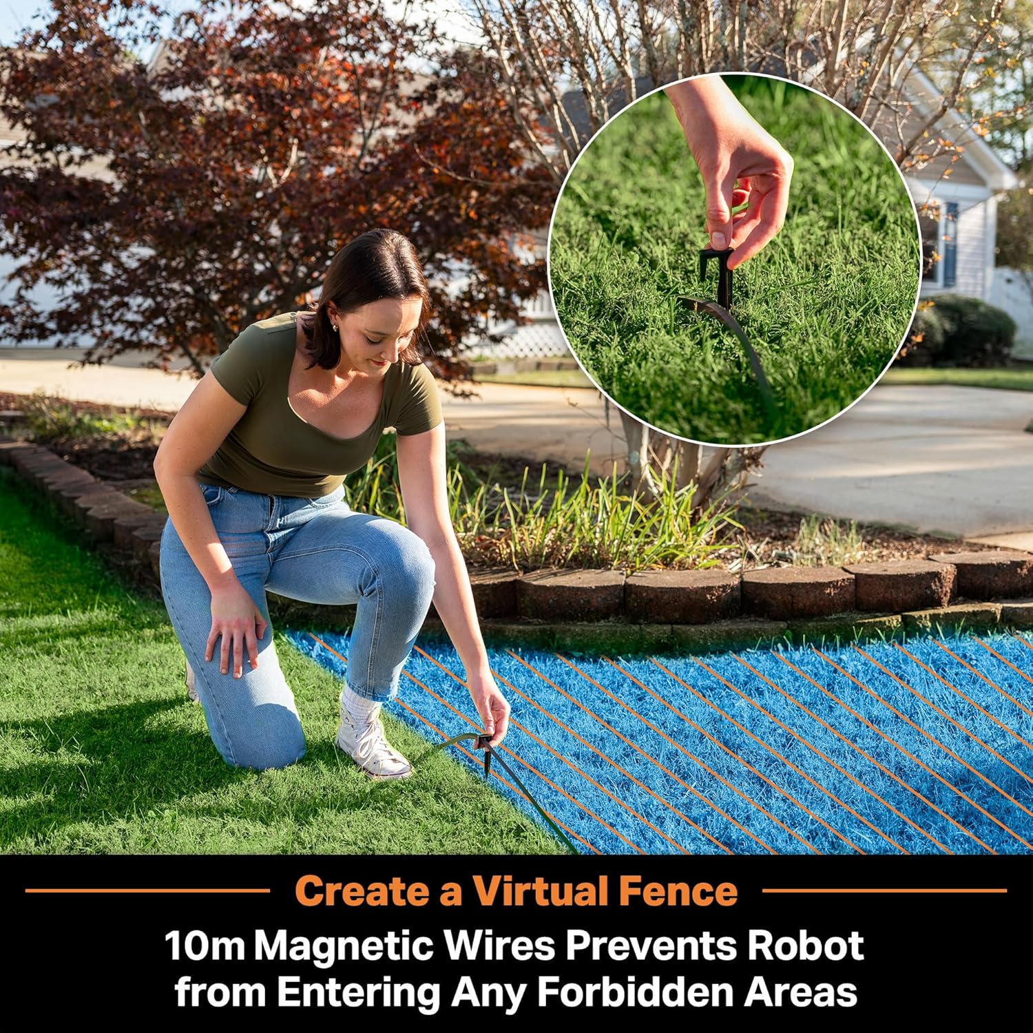 LawnMaster VBRM18AMIDR mähroboter ohne begrenzungskabel für bis zu 500㎡ 2ah Batterie Optische Navigation, Hindernisvermeidung, Automatische Ladestation, Verbotene-Zone-Funktion, WiFi & Bluetooth APP